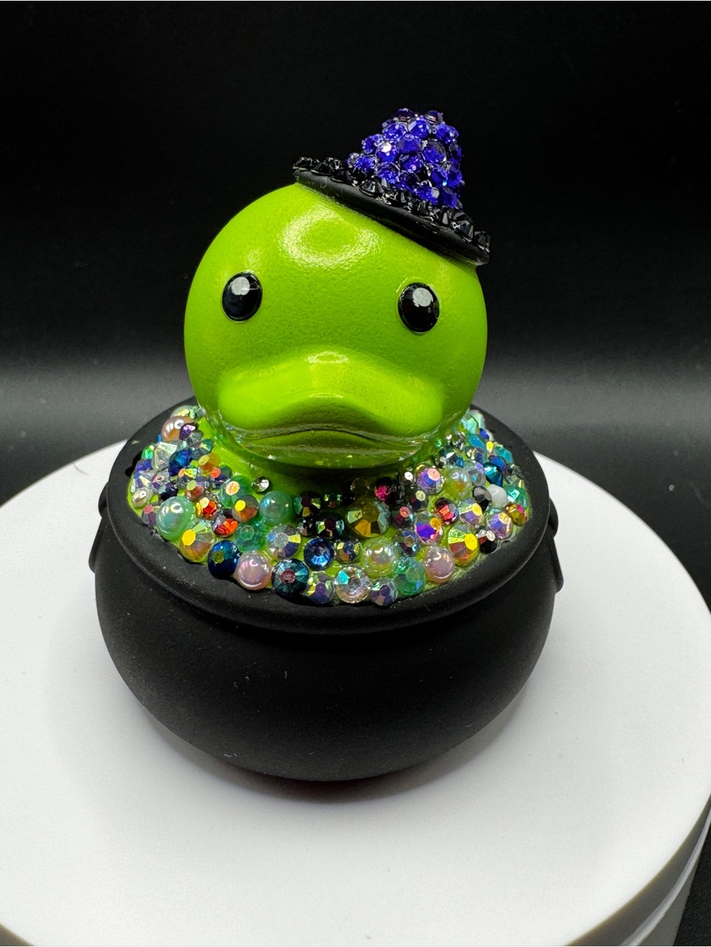 Hand Blinged Witch Duck in Cauldron